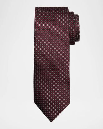 Ermenegildo Zegna Men & apos;s Square Lattice Silk Jacquard Tie