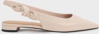 Charles & Keith Jayce Leather Knot-Bow Slingback Flats