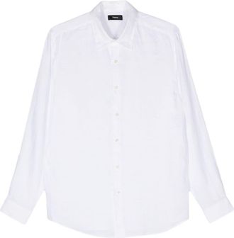 Theory Irving linen shirt - men - Linen/Flax - S - White