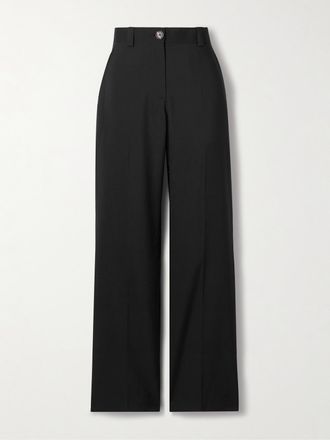 Veronica de Piante Pantaloni A Gamba Larga In Lana Grain De Poudre Avery - Nero