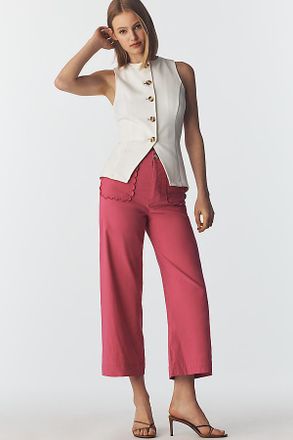 Maeve The Colette Magic Fabric Scallop-Pocket Pants by Maeve