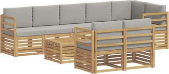 vidaXL Conjunto De Sof&aacute;s De Exterior 9 Uds. Blanco Y Gris Claro Vidaxl