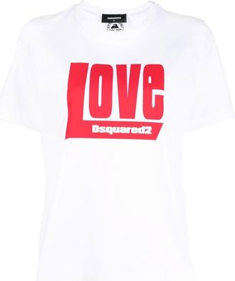 Dsquared2 logo-print short-sleeved T-shirt - women - Cotton - M - White