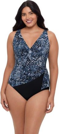 Trimshaper Vera Side-Tie One-Piece Control Swimsuit in Flora & Fauna at Nordstrom, Size 18
