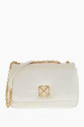 Off-white Puffer Leather Shoulder Bag JITNEY with Gold Chain size One Size