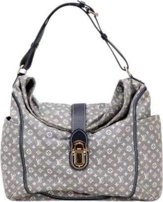 Louis Vuitton Pre-owned Shoulder Bags, female, Gray, Size: ONE SIZE Pre-owned Linen Shoulder Bag
