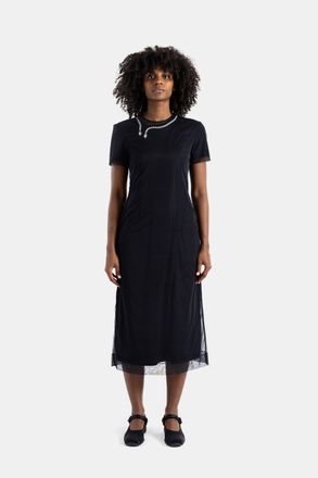 Simone Rocha Womens Layered Black Pearl Midi Dress