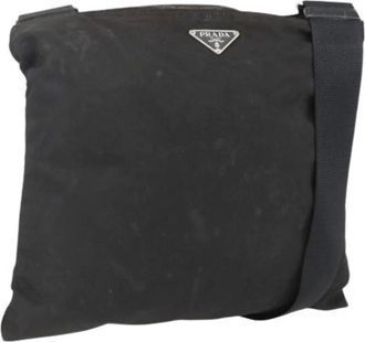 Prada Pre-owned Cross Body Bags, female, Black, Size: ONE SIZE Pre-owned Nylon Cross Body Bag