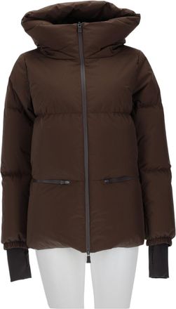 Herno Padded Brown Quilted Jacket with High Collar and Hood