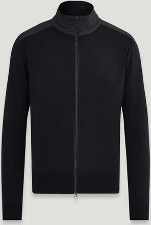 Belstaff Kelby Mens Merino Wool Zip Cardigan - Black - Size Large