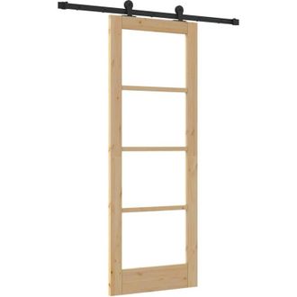 vidaXL Vidaxl - Puerta Corredera Manual Marr&oacute;n 73.5 X 198.5 Cm Madera Y Metal