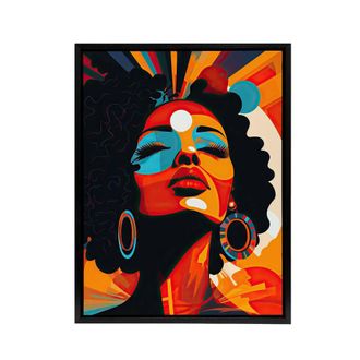 Artery8 Modern Abstract African Art Colourful Framed Canvas Wall Art Print in Orange | Size: W24 x H32