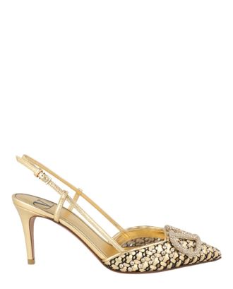 Valentino VLogo Signature Metallic Slingback Pumps