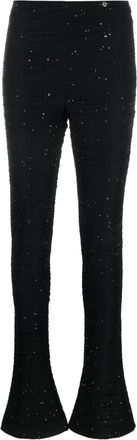 Nissa crystal-embellished flared trousers - women - Elastane/Polyester/Viscose/Polyamide - 36 - Black