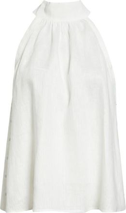 Reiss Andi Sleeveless Linen Mock Neck Top in Ivory at Nordstrom, Size 14 Us