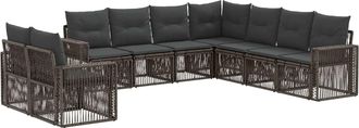 vidaXL Conjunto De Sof&aacute;s De Jard&iacute;n 9 Uds. Gris Y Gris Oscuro Vidaxl