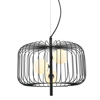Netlighting Modern Hanging Pendant Black 3 Light with Black White Shade G9