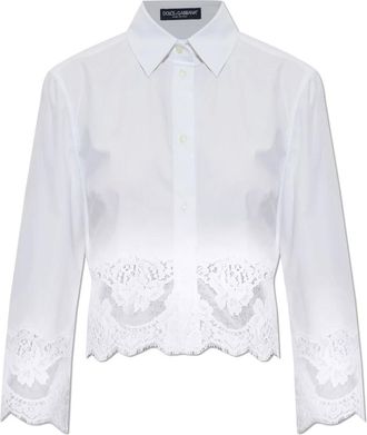 Dolce & Gabbana Camicia con dettagli in pizzo - - Blouses & Shirts - Donna - Bianco - XS