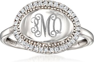 RS Pure by Ross-Simons Diamond Personalized Oval Ring in Sterling Silver
