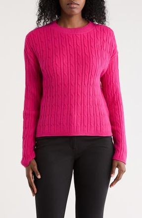 DKNY Crewneck Cable Stitch Sweater in Festive Pink at Nordstrom Rack, Size X-Small