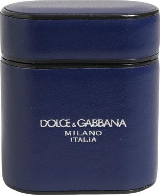 Dolce & Gabbana Airpods Case - unisex - Telefoonaccessoires - Blauw - ONE Size - Leer - Accessoires