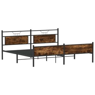 Berkfield Home Metal Bed Frame without Mattress Smoked Oak 160x200 cm in Brown