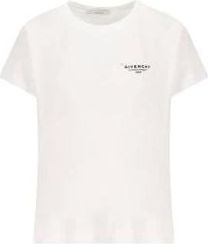 Givenchy Tops, Dames, Wit, L, Katoen, Logo T-shirt met Ronde Hals