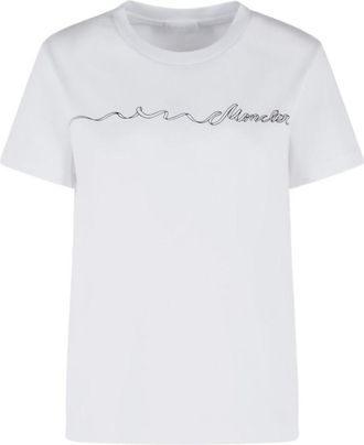 Moncler White Crew Neck Logo T-Shirt
