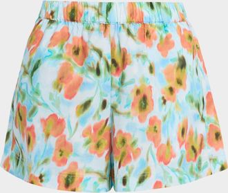 Tanya Taylor Fallon Floral Cotton Shorts