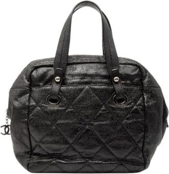 Chanel Pre-owned Handbags, female, Black, Size: ONE SIZE Pre-owned Paris Biarritz PVC Handbag