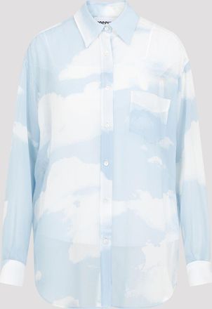 Moschino Womens All Over Print Shirt - Light Blue Silk - Size EU 42 (Womens)