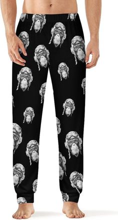 Generic Steampunk Chimp Monkey Funny Mens Pajama Pant Novelty Soft Jogger Lounge Pants Sleepwear