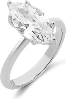 SHYMI Marquis Cut Cubic Zirconia Cocktail Ring in Silver at Nordstrom, Size 6