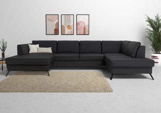 Sit&more Wohnlandschaft »Olsen U-Form« inklusive Sitztiefenverstellung, wahlweise mit Bettfunktion, 15cm hoch