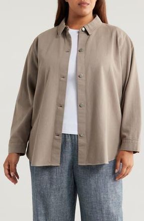 Eileen Fisher Classic Collar Organic Cotton Shirt Jacket in Reed at Nordstrom Rack, Size 2X