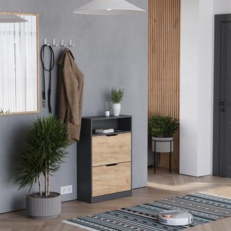 Vicco Luca, Antracita/roble Dorado, 22 X 89.5 Cm Con 2 Compartimentos