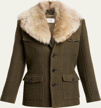 Saint Laurent Jacket with Removable Shearling Collar