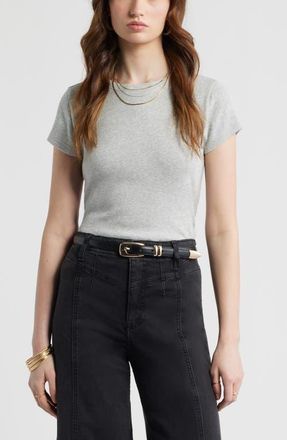 Treasure & Bond Tuckable Rib Baby Tee in Grey Heather at Nordstrom, Size Xx-Small