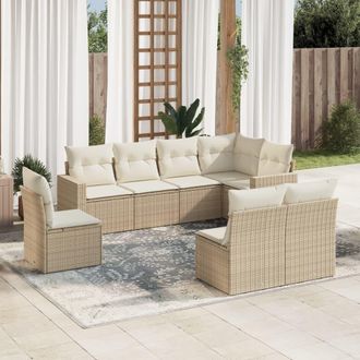 vidaXL Vidaxl - Juego De Sof&aacute;s De Jard&iacute;n Con Cojines Beige 8 Pzas Rat&aacute;n Pe
