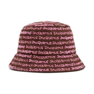 Jacquemus Hats, female, Brown, Size: 56 CM Bordado Bucket Hat