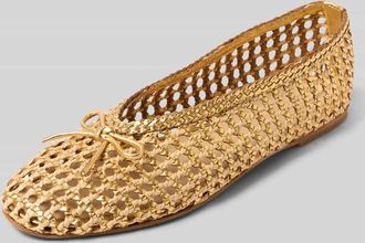 Inuovo Ballerinas aus Leder-Mix in Flecht-Optik in Gold, Gr&ouml;&szlig;e 38