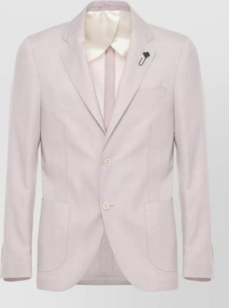 Lardini wool blend blazer tailored lapel pin cuffs