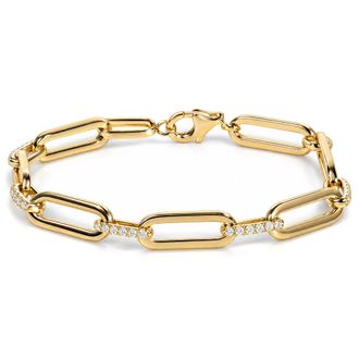 House of Brilliance 14K Yellow Gold 3/4 Cttw Diamond Paperclip Link Bracelet