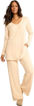 Roaman's Brushed Rib Pant Set in Oatmeal at Nordstrom, Size 16