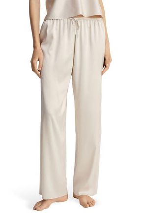 Mango Stretch Silk Pajama Pants in Light/Pastel Grey at Nordstrom, Size Large