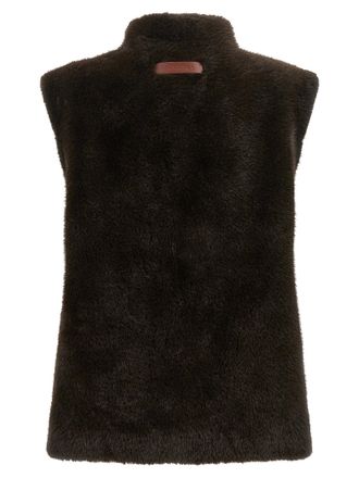 Lou Andr&eacute;a Mink-Effect Faux Fur Vest - Olive Green