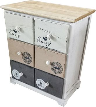 Milani Home Linus - mobiletto in legno con 6 cassetti