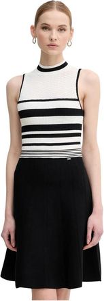 Gaud&igrave; Gestreept Gebreide Mini Jurk - Dames - Korte kleedjes - Zwart - XL - Kleedjes