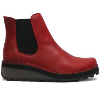 FLY London HUUD148FLY Rug Leather Womens Ankle Boots - Red - Size:UK 7