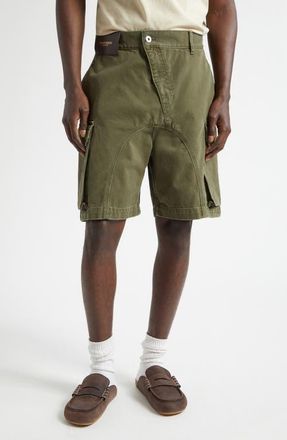 J.W.Anderson Twisted Cotton Cargo Shorts in Khaki at Nordstrom, Size 30